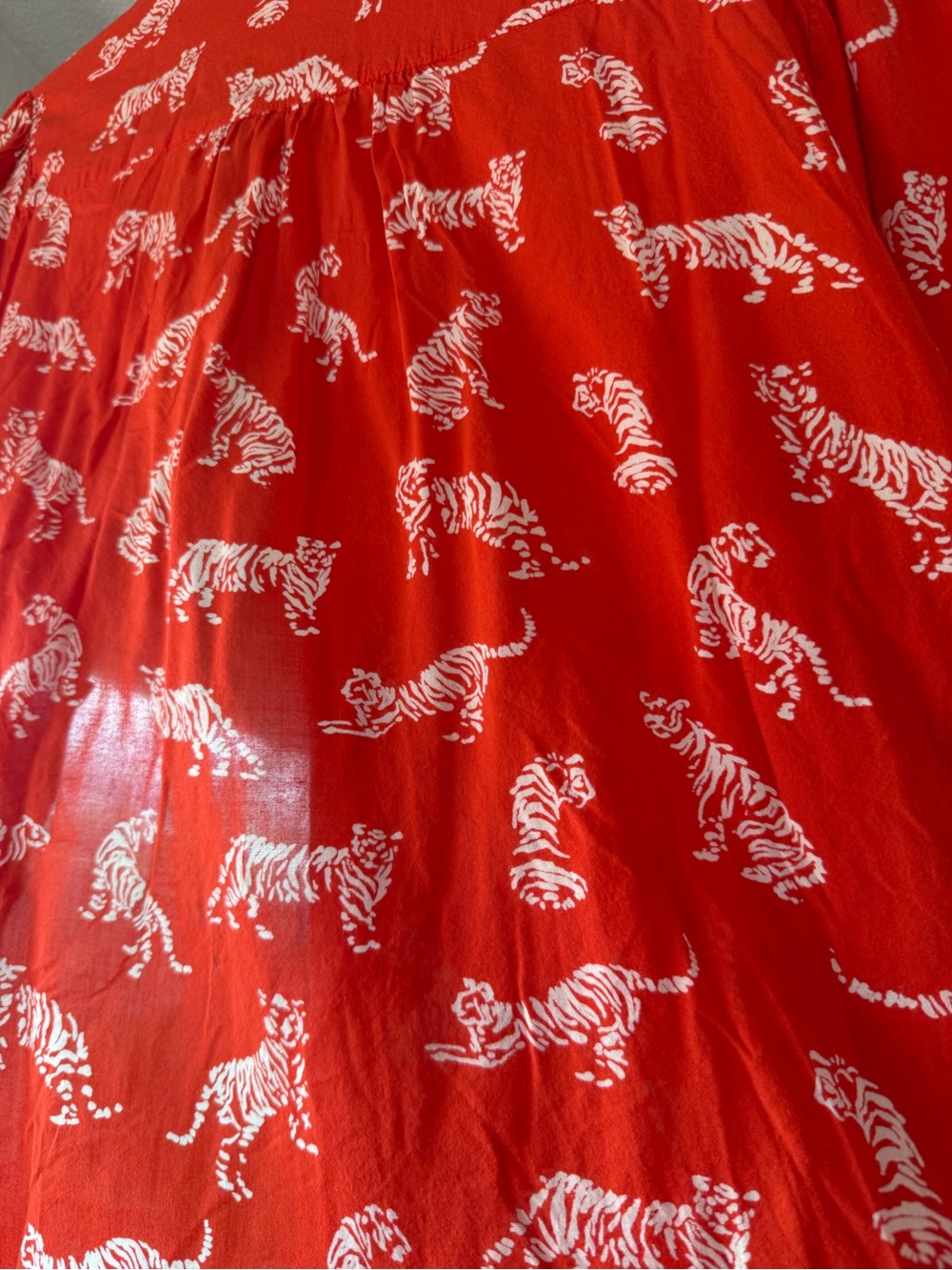 Anthropologie Red Tiger Print Circle Skirt